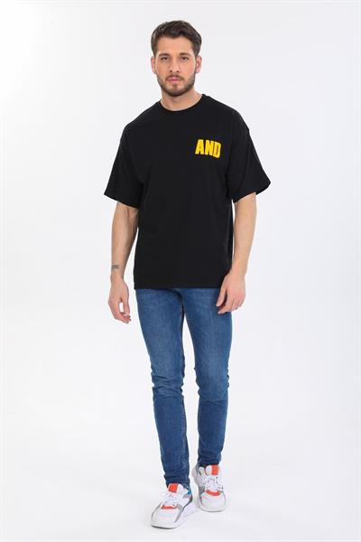 Oversize And Yazılı Siyah T-shirt