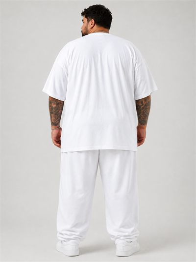 Battal Beden Oversize Beyaz Basic T-Shirt – Rahat Kalıp %100 Pamuk Erkek Tişört