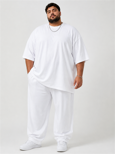 Battal Beden Oversize Beyaz Basic T-Shirt – Rahat Kalıp %100 Pamuk Erkek Tişört