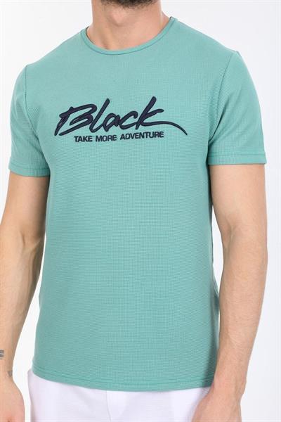 Black Yazılı Mavi T-shirt