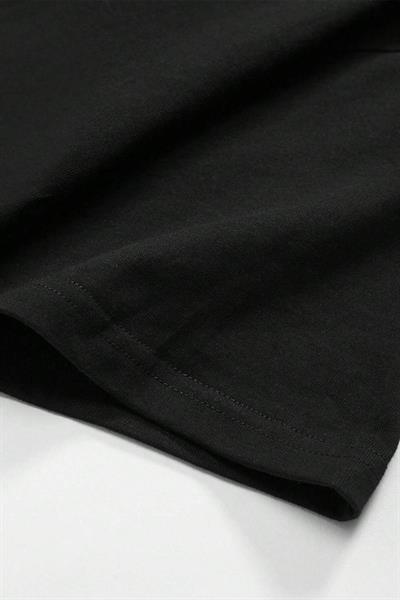 Erkek Siyah  Oversize Kesim Bisiklet Yaka Oversize Tişört