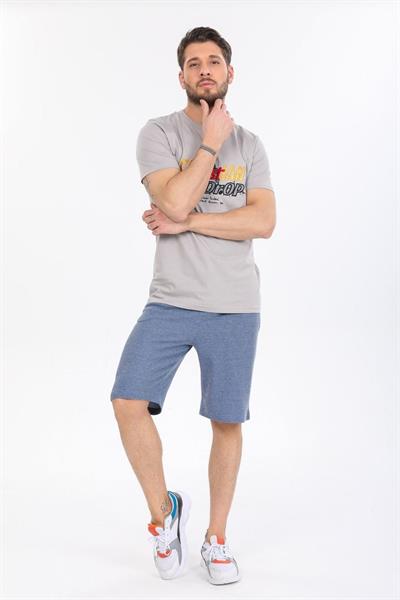 Gri Kabartmalı Logolu T-shirt