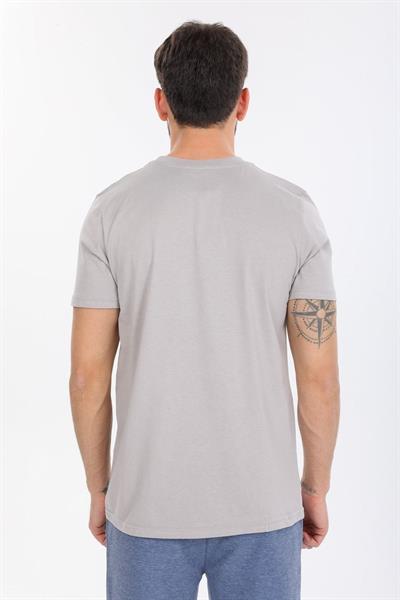Gri Kabartmalı Logolu T-shirt