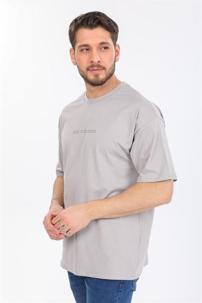 Oversize Hırsız Desenli Gri T-shirt