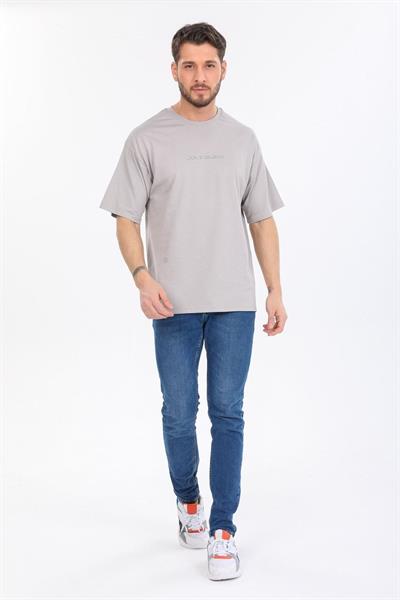 Oversize Hırsız Desenli Gri T-shirt