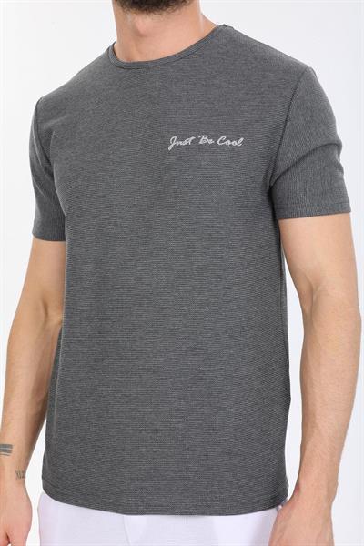 Just Be Cool Yazılı Gri T-shirt