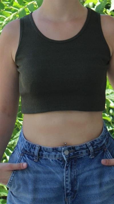 Kadın Koyu Yeşil Basic Ribana Atlet Crop – Likralı Spor Üst