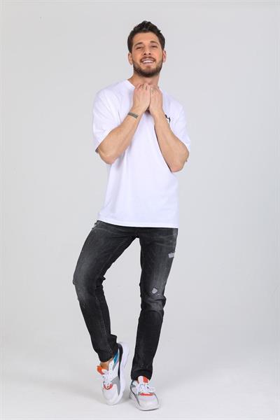 Oversize Mickey Mouse Logolu Beyaz T-shirt