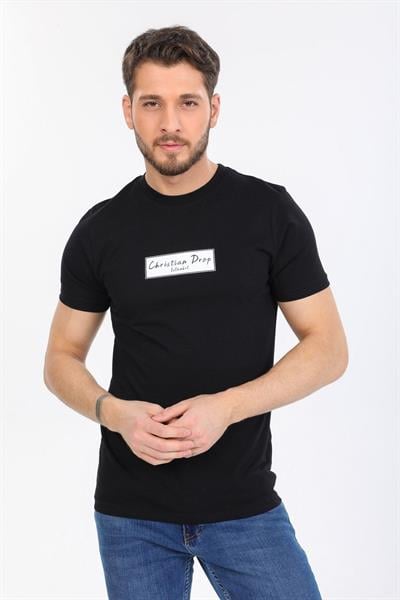Minimal Ayı Desenli Siyah T-shirt