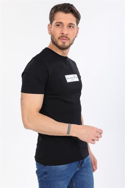 Minimal Ayı Desenli Siyah T-shirt