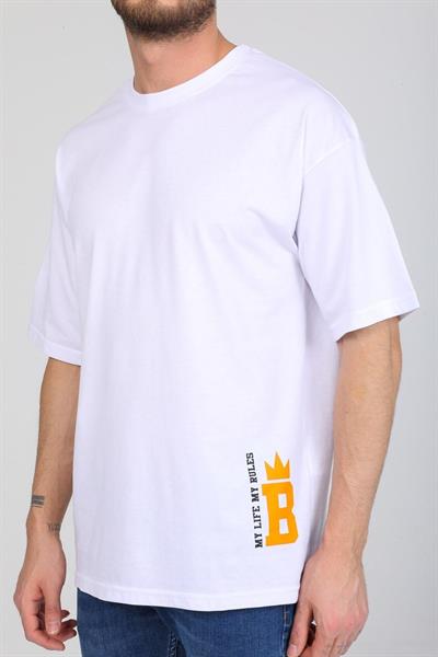 Oversize Minimal Tasarım Detaylı Beyaz T-shirt