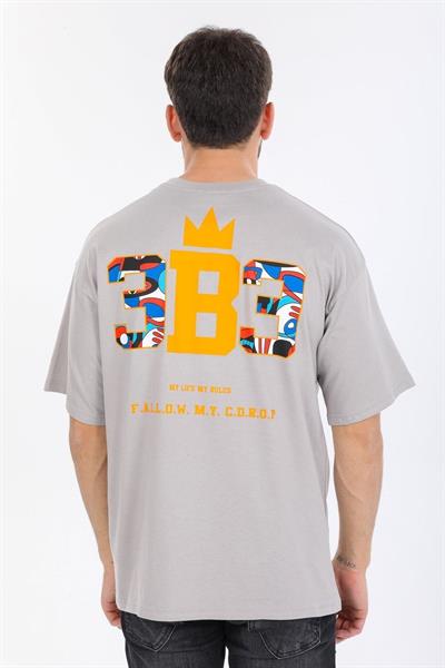 Oversize Minimal Tasarım Detaylı Gri T-shirt