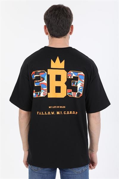 Oversize Minimal Tasarım Detaylı Siyah T-shirt