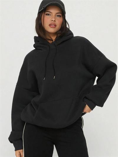 Premium Kalite | Şardonlu İçi Yumuşak %100 Pamuk Kapüşonlu | Taş Dizimli Unisex Siyah Oversize Hoodie Sweatshirt