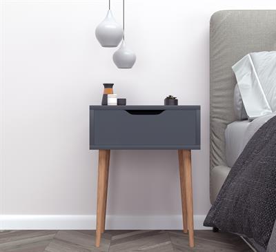 Atlas Tek Çekmeceli Antrasit Komodin