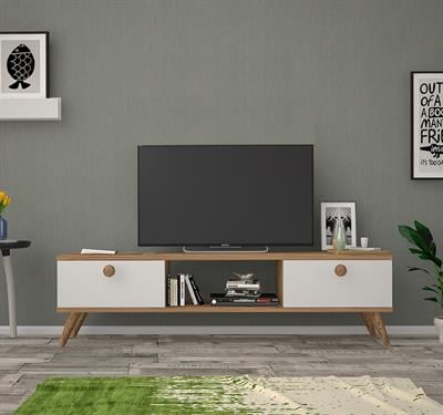 Emre Ahşap Ayaklı Atlantik Çam Beyaz 140 Cm Tv Sehpası
