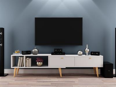 Evo Ahşap Ayaklı 210 Cm Beyaz Tv Ünitesi