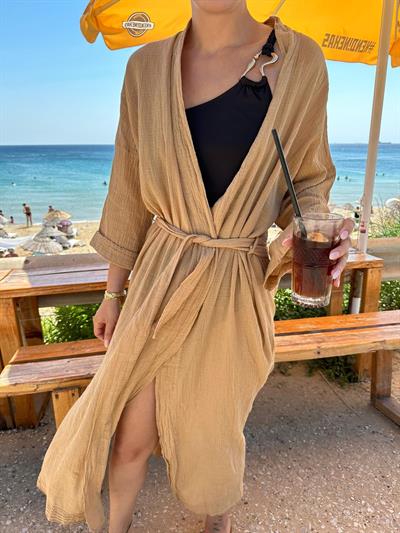 Blanca İpek Kimono Caramel Standart Beden 