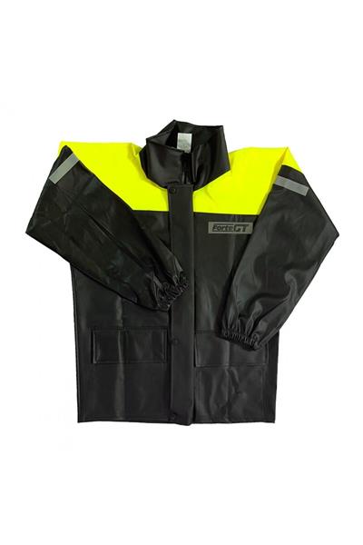 1134 Pvc Kurye Paketçi Yağmurluğu Takım Cepli Siyah-neon Sarı