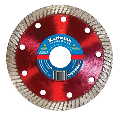 KARBOSAN 115 mm 50 mm Flanşlı Turbo Elmas Kesici Testere (115x0,8x22,23/1,3x10) - Profesyonel Mermer, Granit, Seramik ve Doğal Taşlar İçin İnce ve Hızlı Kesim Diski