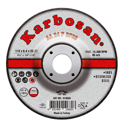 KARBOSAN 115 x 6,4 x 22 mm Inox Flex Taşlama Diski - Paslanmaz Çelik ve Sac Yüzeyler İçin Özel Alaşımlı Profesyonel Çapak Alma ve Kaynak Temizleme Taşı