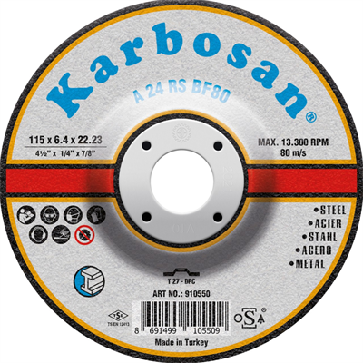 KARBOSAN 115 x 6,4 x 22 mm NK Flex Taşlama Diski - Genel Amaçlı Metal ve Çelik Yüzeyler İçin Yüksek Performanslı Çapak Alma ve Kaynak Temizleme Taşı