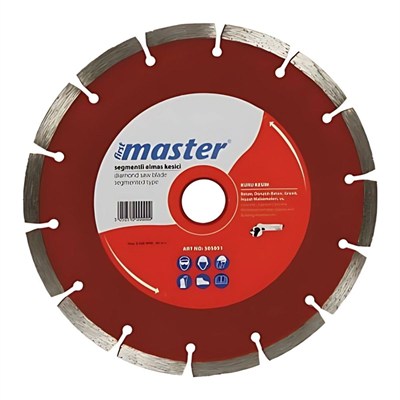 MASTER 505052 Segmentli Beton Granit Elmas Testere Bıçağı Kuru Sulu Kesim 230 mm - Profesyonel Büyük Taşlama Kalın Duvar Karo Asfalt Kesici Elmas Bıçak