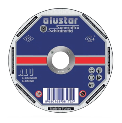 SONNENFLEX ALUSTAR 125 x 2,5 x 22 mm Düz Kesici Disk (A 36 R BF ALU) - Alüminyum ve Yumuşak Metaller İçin Sıvanma Yapmayan Profesyonel Kesme Taşı