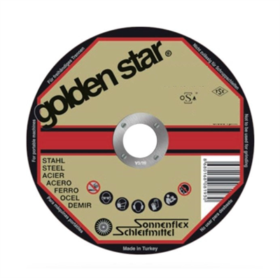 SONNENFLEX GOLDENSTAR 125 x 2,5 x 22 mm Bombeli Kesici Disk (AS 36 T6 BF) - Ağır Hizmet Tipi Metal ve Çelik Kesim İçin Ekstra Dayanıklı Kesme Taşı