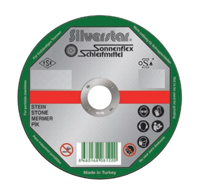 SONNENFLEX SILVERSTAR 125 x 2,5 x 22 mm Düz Kesici Disk (CS 30 T BF) - Pik Döküm, Beton ve Taş Yüzeyler İçin Ekstra Dayanıklı Profesyonel Kesme Taşı