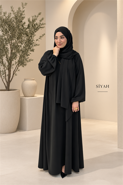 HİRA MODEL Siyah Şallı Takım--Ferace