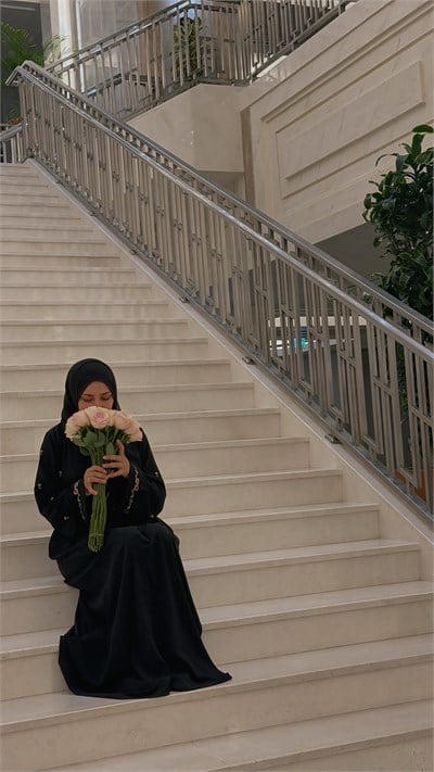 Lale motifli nakışlı abaya🎀--Abaya