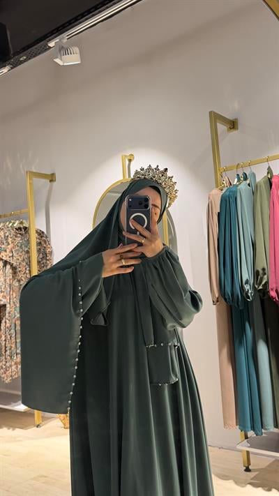 MİNT YEŞİLİ HİRA MODEL TAŞLI ŞAL TAKIM--Takım