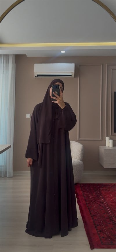 ŞAL HEDİYELİ ŞİFON ABAYA TAKIM--Abaya