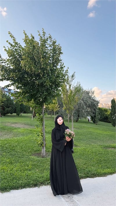 SİYAH ŞAL HEDİYELİ ABAYA TAKIM--Abaya