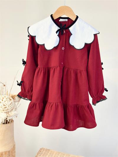 Bebe Yaka Bordo Elbise