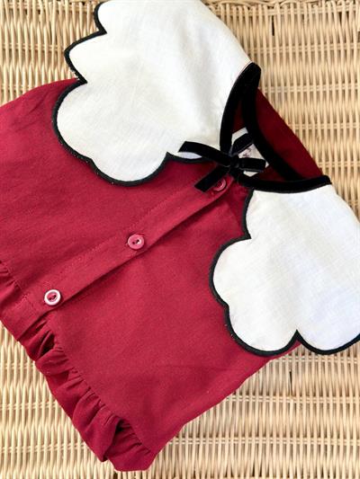 Bebe Yaka Bordo Elbise