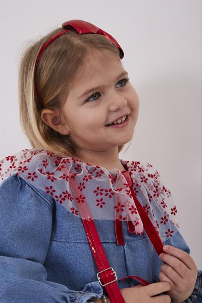 Çiçek Detaylı Kurdele Detaylı Kot Elbise 