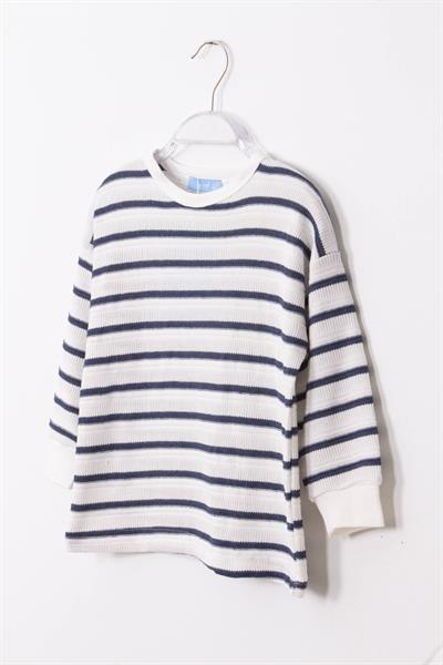 Cizgili Sweatshirt Uzun Kol Lacivert 