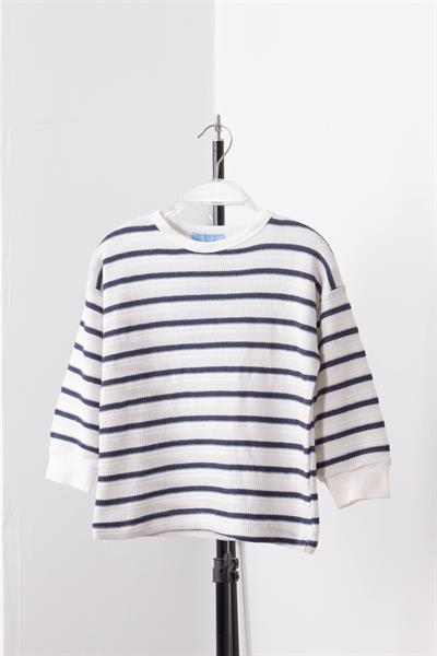 Cizgili Sweatshirt Uzun Kol Lacivert 