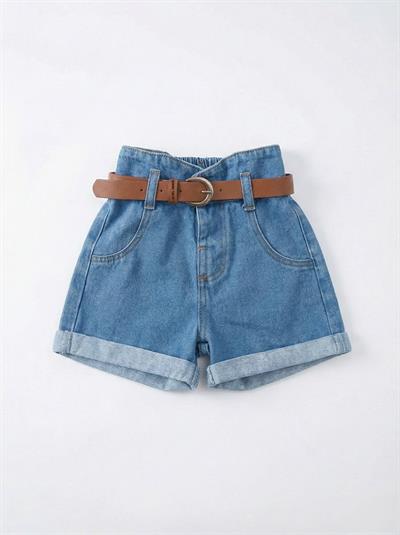 Denim Şort Kemerli Fistolu Gömlek 