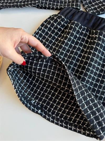 Dokuma Etekli 2li Takım SİYAH