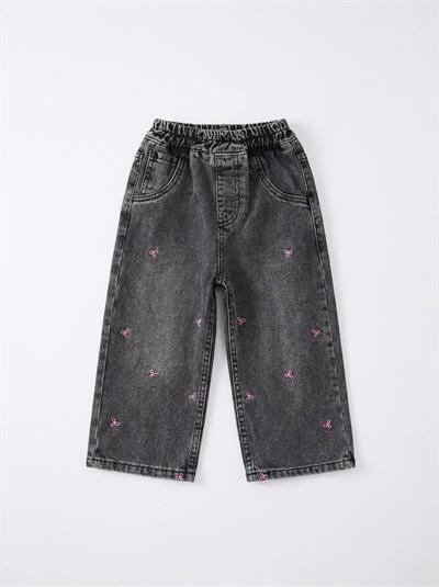 Fiyonk Nakışlı Jean Gri 