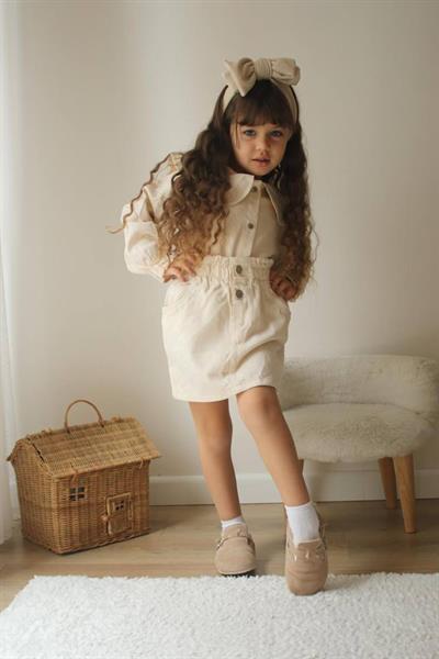 Gömlekli Etekli Krem Takım 