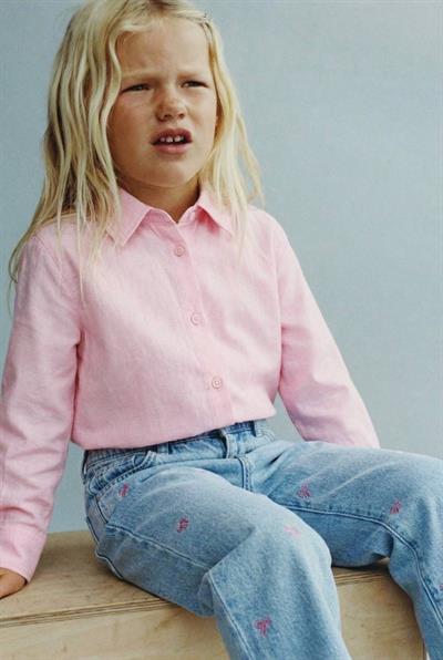 Gömlekli Fiyonk Nakışlı Jean Takım 