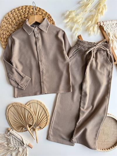 Kadife Fitilli 2li Takım BEJ