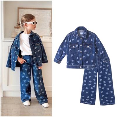 Kalp Detaylı Denim Ceket