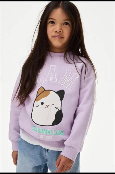 Kedi Nakışlı Cam Sweatshirt Mor 