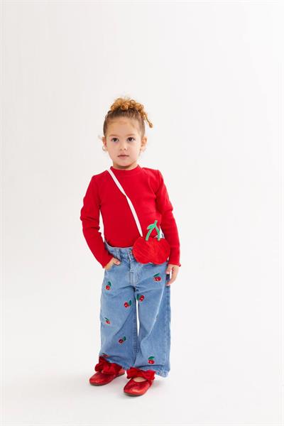 Kiraz Desenli Pantolonlu Takım(Çantası Hediyesidir)