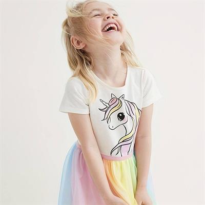 Kısa Kollu Unicorn Baskılı Tütü Elbise 